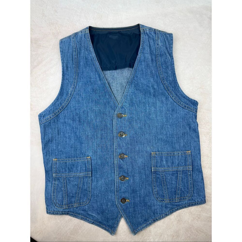 Vintage 1970s Lee Denim Vest Men’s Medium Western Cowboy